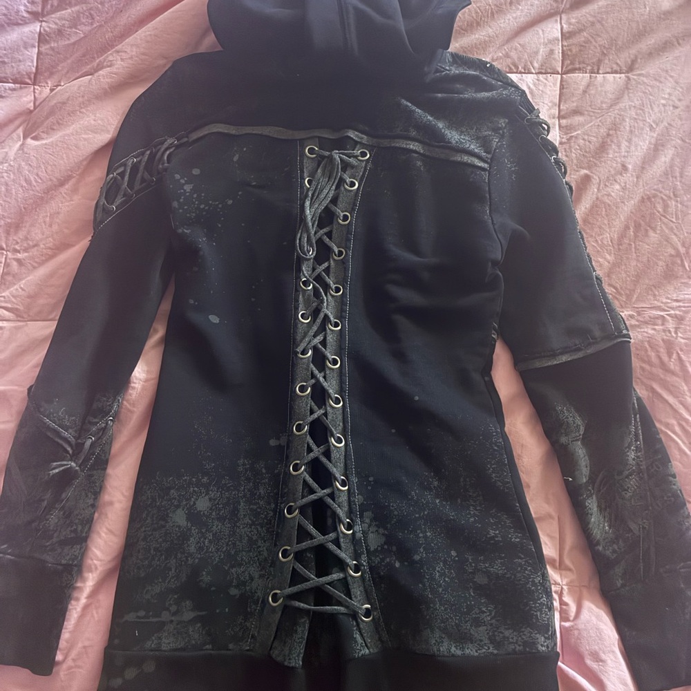 Salvage Brand Black Corset Style Back Hoodie / Jacket